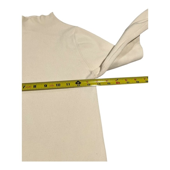 Maeve Anthropologie Women's Small Cream Ribbed Mock Neck Bell Sleeve Top - Picture 9 of 13